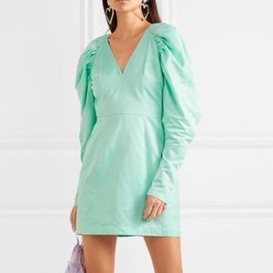 Rotate Birger Christensen Gathered Matte Satin Dress Mint Green